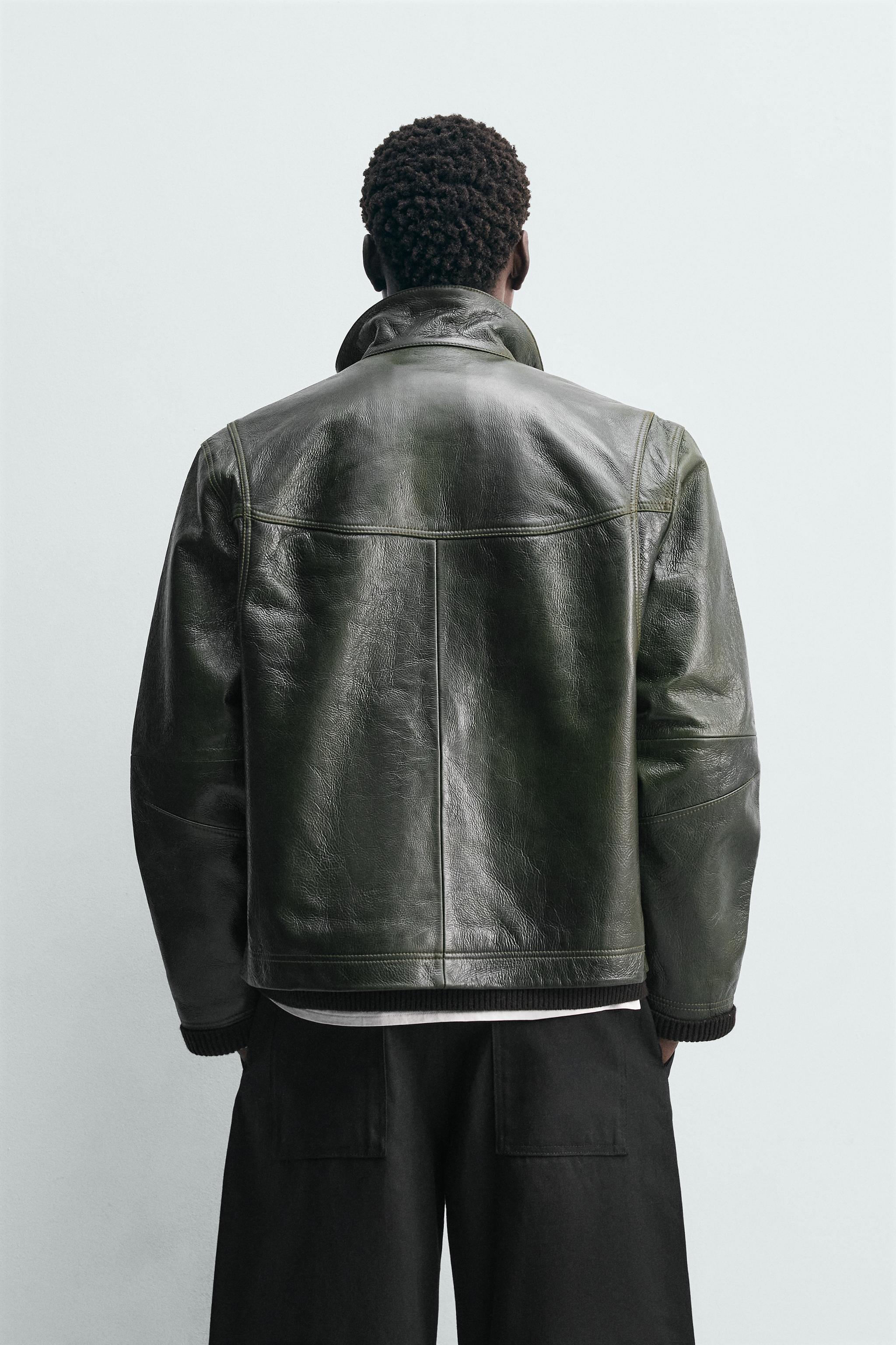 BLOUSON EN CUIR À POCHES